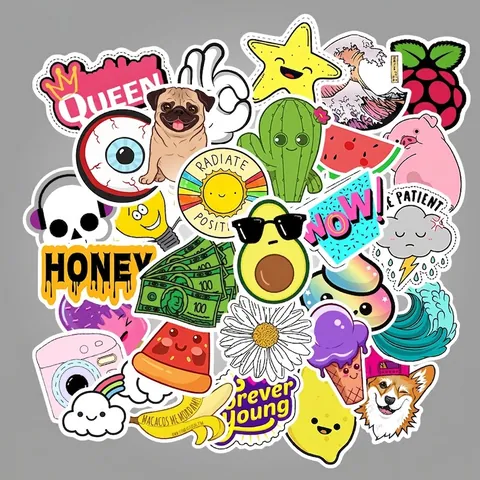Simpatici Adesivi Impermeabili a Cartoni Animati in Vinile Opaco PVC Per Laptop Valigia Skateboard Chitarra Graffiti Adesivi Decorativi Estetici