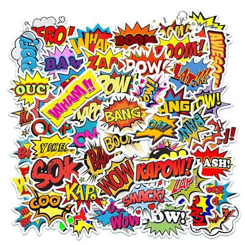 Autocollants en PVC Étanche Comic Pop Art Onomatopée Graffiti Décalcomanies Pour Ordinateur Portable Valise Skateboard Guitare