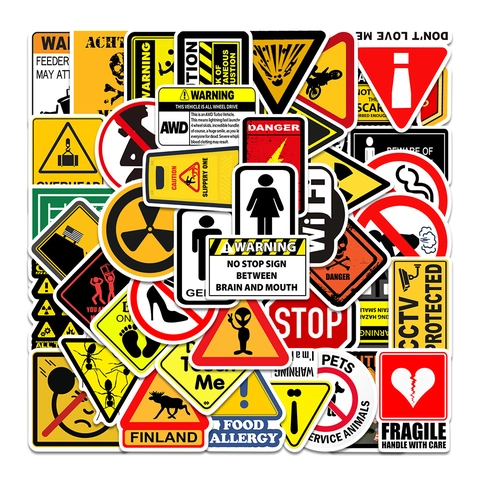 Adesivi per Segnali di Avvertimento Impermeabili Decalcomanie in Vinile per Laptop Skateboard Bagaglio Auto Simboli di Pericolo