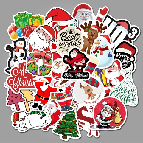 Autocollants de Noël Dessin Animé Imperméable PVC Décalcomanies pour Ordinateur Portable Bagages Gourde Skateboard Décoration de Fête