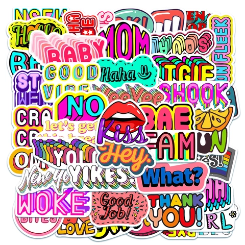 Wasserdicht PVC Cartoon Englische Buchstaben Aufkleber Für Laptop Koffer Gitarre Auto Graffiti Decals Für Kinder Erwachsene Deko