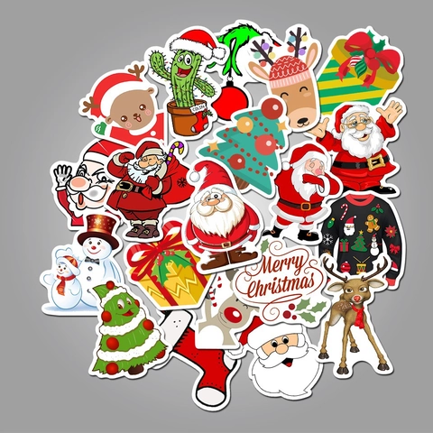 Autocollants de Noël Dessin Animé Imperméable PVC Décalcomanies pour Ordinateur Portable Bagages Gourde Skateboard Décoration de Fête