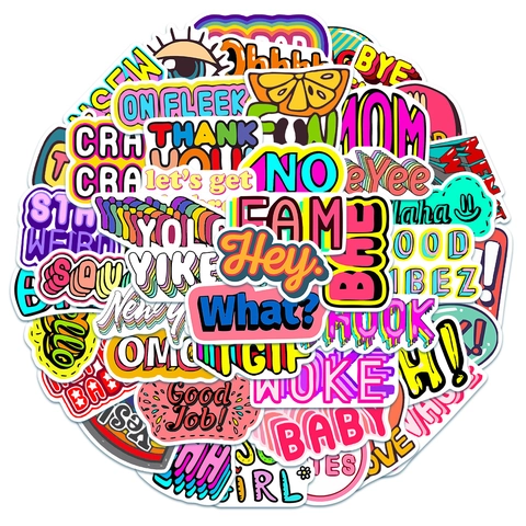 Wasserdicht PVC Cartoon Englische Buchstaben Aufkleber Für Laptop Koffer Gitarre Auto Graffiti Decals Für Kinder Erwachsene Deko