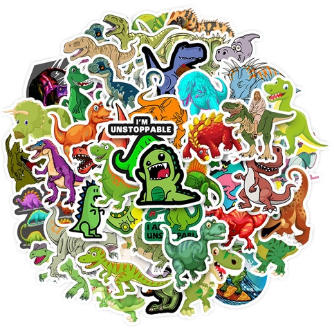 Juego de Pegatinas de Dinosaurios Animados Impermeable de PVC para Portátil Equipaje Nevera Botella de Agua Niños Regalo