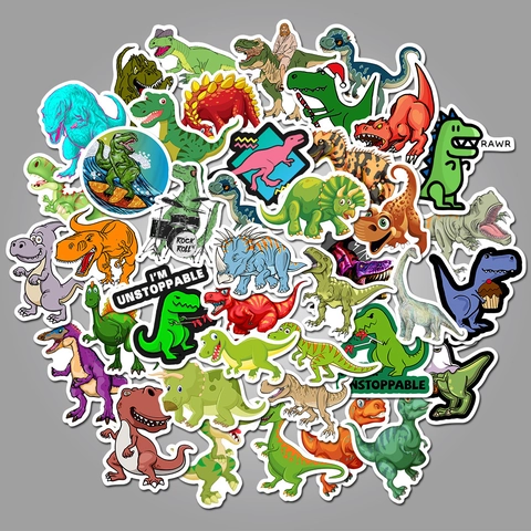 Juego de Pegatinas de Dinosaurios Animados Impermeable de PVC para Portátil Equipaje Nevera Botella de Agua Niños Regalo