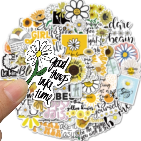 Adesivi Margherita Girasole Con Citazioni Ispiratrici Per Laptop Bottiglia D'acqua Bagagli Adesivi in PVC Impermeabili
