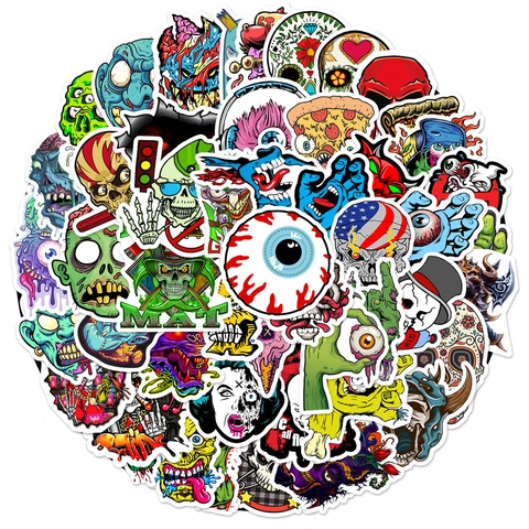 Horror Totenkopf Graffiti Aufkleber Wasserdichte PVC Decals Für Laptop Koffer Skateboard Gitarre Halloween Monster Zombie Punk Sticker