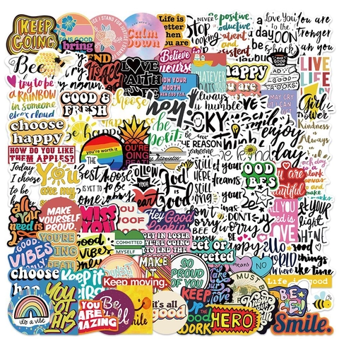 Adesivi Con Frasi Motivazionali in Inglese Decalcomanie Graffiti Colorate per Decorazioni di Laptop Skateboard Scrapbook Journal