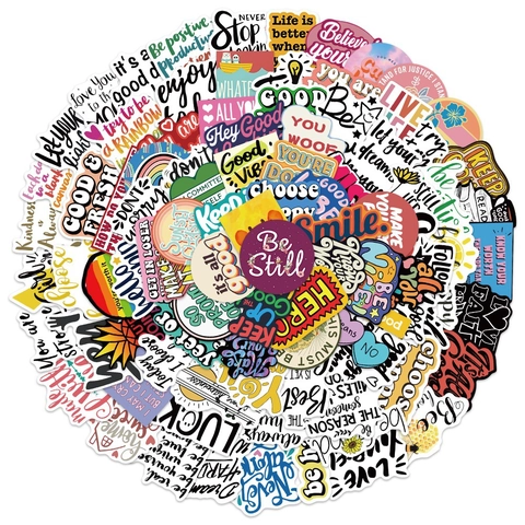 Adesivi Con Frasi Motivazionali in Inglese Decalcomanie Graffiti Colorate per Decorazioni di Laptop Skateboard Scrapbook Journal
