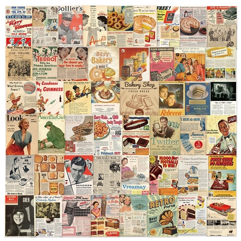 Vintage Retro Tijdschrift Advertenties Stijl Stickers Waterdicht PVC Mat Voor Laptop Bagage Telefoonhoesje Scrapbooking DIY Decor