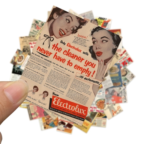 Vintage Retro Tijdschrift Advertenties Stijl Stickers Waterdicht PVC Mat Voor Laptop Bagage Telefoonhoesje Scrapbooking DIY Decor