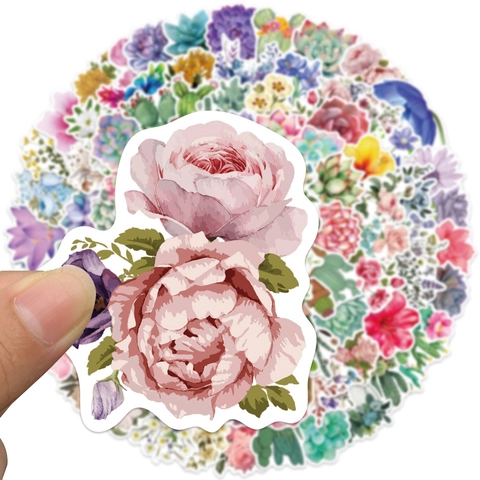 100 Adesivi Graffiti Piante Grasse Fiori in PVC Impermeabili per Bagaglio Laptop Frigorifero Tazza d'Acqua Decalcomanie Decorative