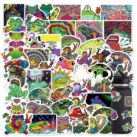 Autocollants Grenouille Psychédéliques Imperméables Décalcomanies Graffiti Cartoon Pour Ordinateur Gourde Bagage Guitare DIY