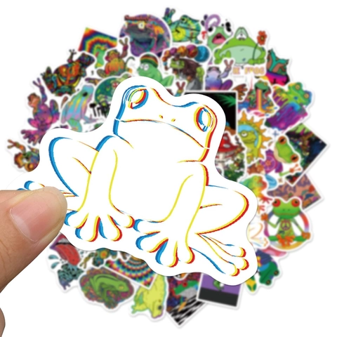 Autocollants Grenouille Psychédéliques Imperméables Décalcomanies Graffiti Cartoon Pour Ordinateur Gourde Bagage Guitare DIY