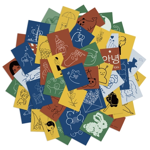 Minimalista Línea Arte Pegatinas Impermeables PVC Morandi Color Doodle Calcomanías Para Computadora Portátil Teléfono Diario Decoración Adulto
