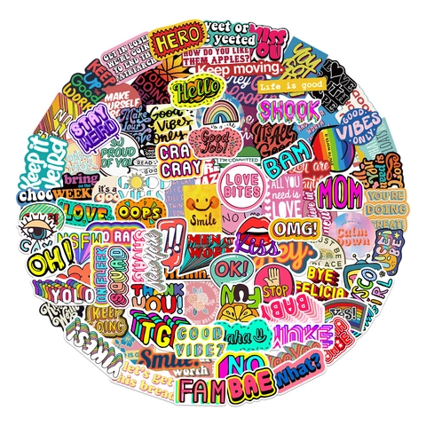 Waterproof PVC Matte Inspirational English Stickers For Laptop Water Bottle Suitcase Skateboard Graffiti Decals