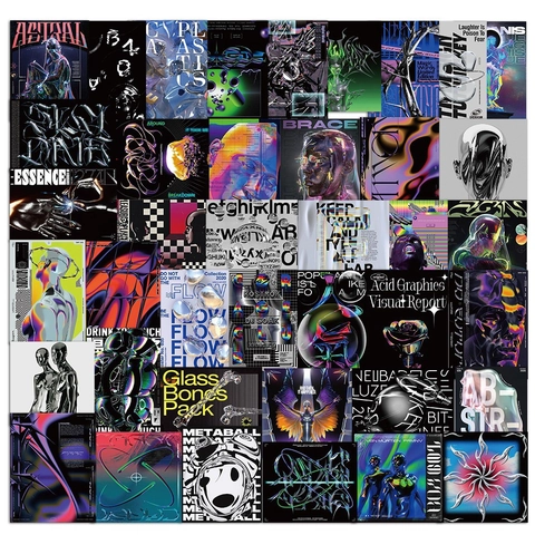 Acid Graphics Graffiti Stickers Waterproof PVC Decals For Laptop Skateboard Luggage Bottle Cyberpunk Y2K Art Decoration