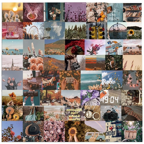 Adesivi Opachi Impermeabili Estetici per Scrapbooking Laptop Valigia Vintage Natura Paesaggio Fai da Te Arte Decalcomanie