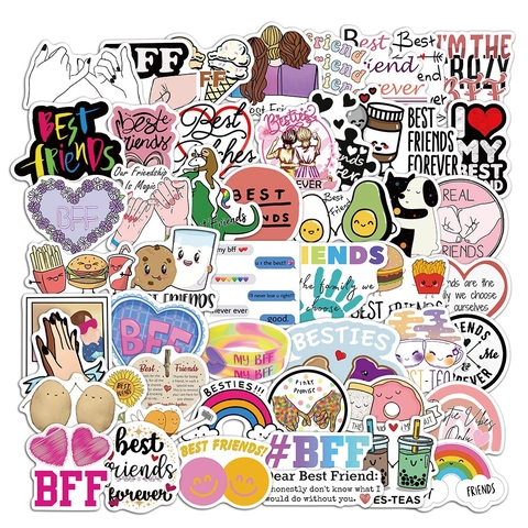 Adesivi Doodle Opachi in PVC Impermeabili per Laptop Bagaglio Custodia Telefono Tema Amicizia BFF Carini per Adolescenti