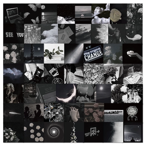 Adesivi Estetici Bianchi e Neri Vintage Dark Minimalisti Luna Farfalla Graffiti Decalcomanie per Laptop Valigia Telefono DIY Decorazione