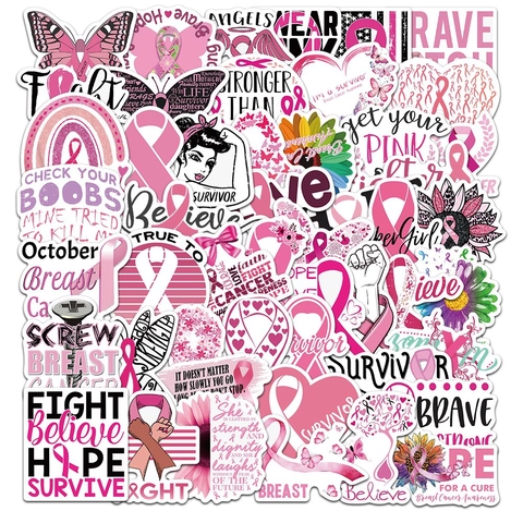 Adesivi Nastro Rosa Sensibilizzazione Cancro Al Seno Impermeabile PVC Opaco Per Borraccia Laptop Bagaglio Decorazione Fai Da Te