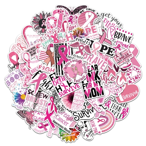Adesivi Nastro Rosa Sensibilizzazione Cancro Al Seno Impermeabile PVC Opaco Per Borraccia Laptop Bagaglio Decorazione Fai Da Te