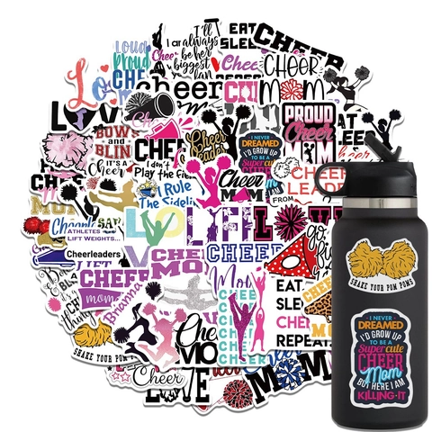 Autocollants Graffiti Cheerleading Imperméable PVC Décalcomanies Pour Ordinateur Portable Bagages Bouteille d'Eau Coque Téléphone Décor Sportif Vibrant Cheer Mom Accessoires