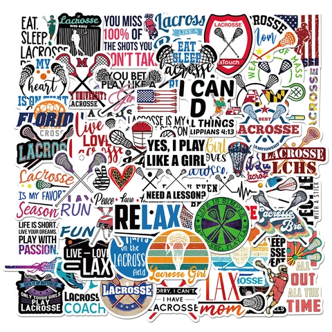Adesivi per Lacrosse PVC Impermeabili Graffiti Decalcomanie per Laptop Skateboard Custodia Telefono Valigia Decorazione Atletica