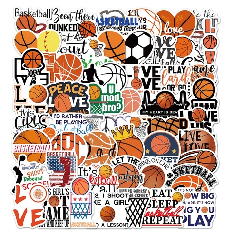 Adesivi per Cartoni Animati di Basket in PVC Impermeabile Decalcomanie Decorative per Valigia Laptop Telefono Sport