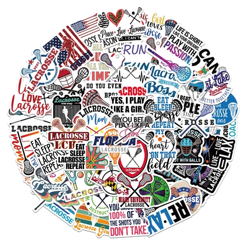 Adesivi per Lacrosse PVC Impermeabili Graffiti Decalcomanie per Laptop Skateboard Custodia Telefono Valigia Decorazione Atletica