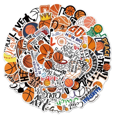 Adesivi per Cartoni Animati di Basket in PVC Impermeabile Decalcomanie Decorative per Valigia Laptop Telefono Sport