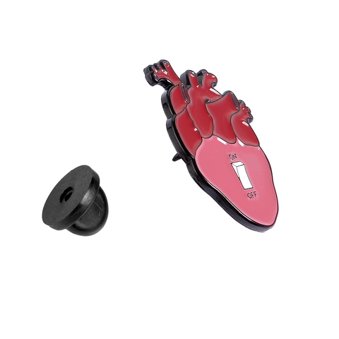 Creatieve Anatomisch Hart Emaille Broche Pin Met On Off Schakelaar Ontwerp Legering Gelakt Reversspeld Voor Unisex Sieraden Cadeau