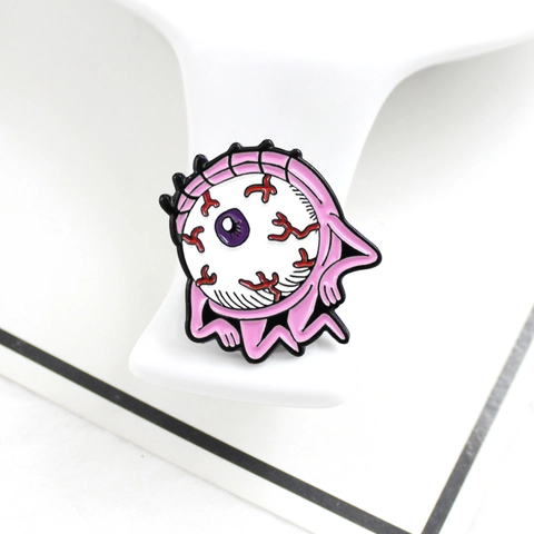 Quirky Pink Alien Eyeball Enamel Pin Brooch For Clothing Backpack Decoration Funky Bloodshot Eye Badge Alloy Jewelry Gift