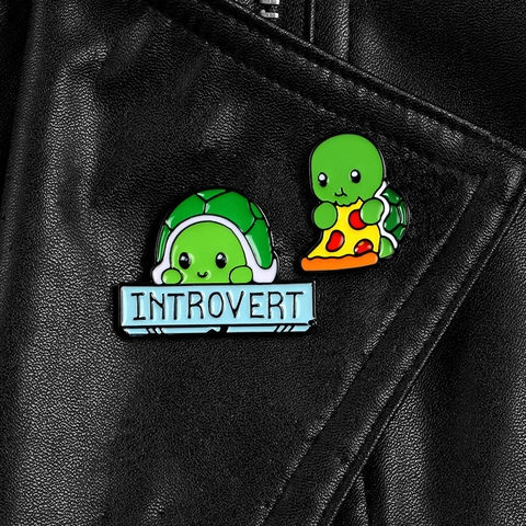 Cartoon Turtle Pizza Introvert Enamel Brooch Pin Alloy Baking Varnish Cute Badge For Clothing Backpack Accessories Jewelry Gift