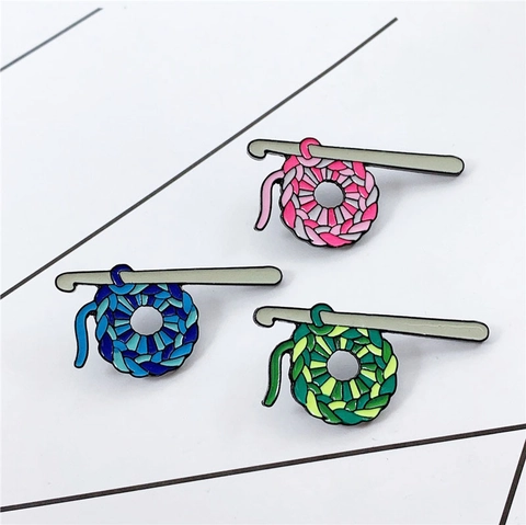 Kreative Häkelnadel Magic Ring Emaille Brosche Pin Stricken Wollknäuel Abzeichen Für DIY Handwerk Liebhaber Kleidung Tasche Schmuck