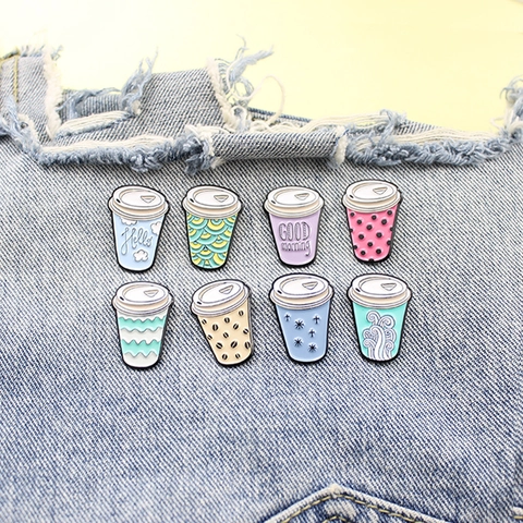 Kreative Kaffeetasse Emaille Pin Bunte Welle Wolke Buchstabe Legierung Brosche Süßer Cartoon Abzeichen Für Damen Rucksack Kleidung Schmuck