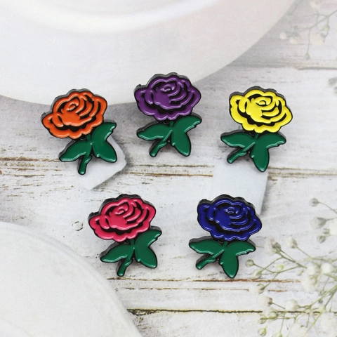 Legierung Rosenblüte Emaille Brosche Pin Farbige Botanische Abzeichen Für Damen Kleidung Tasche Dekoration Mode Schmuck