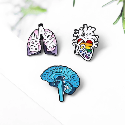 Creatieve Anatomische Orgaan Emaille Spelden Hersenen Hart Long Legering Broche Medische Student Arts Anatomie Badge Sieraden Cadeau