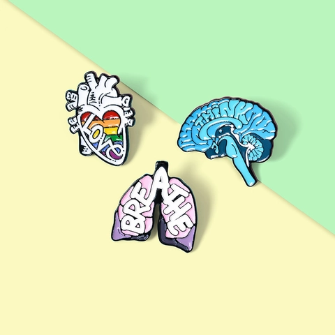 Creatieve Anatomische Orgaan Emaille Spelden Hersenen Hart Long Legering Broche Medische Student Arts Anatomie Badge Sieraden Cadeau