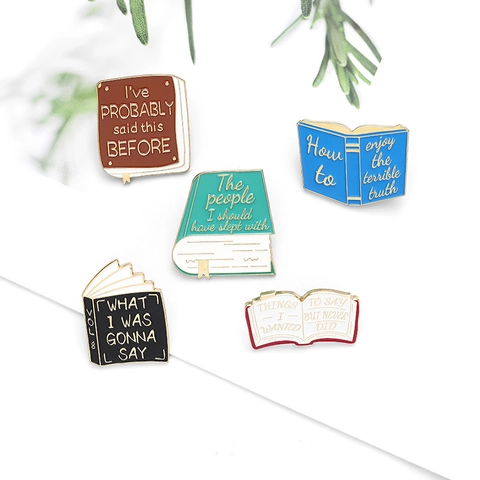 Creative Book Enamel Pin Alloy Drip Oil Brooch For Reading Lovers Bookworm Gift Literary Accessory Jacket Backpack Decoration
