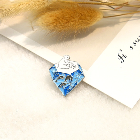 Broche Créative en Alliage d'Émail d'Animaux de Dessins Animés Chat Noir Jungle Ours Polaire Mère Bébé Badge Épingle Bijoux de Mode