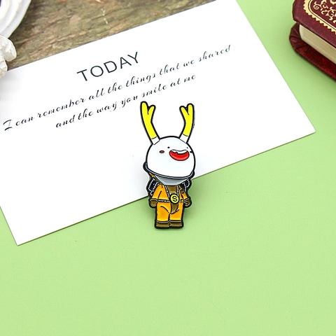 Dessin Animé Astronaute Poupée Épingle Émail Mignon Orange Combinaison Spatiale Broche Sac à Dos Décoration Badge Bijoux Cadeau
