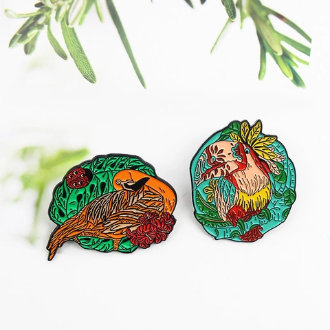 Tropischer Vogel Tukan Emaille Brosche Pin Bunte Legierung Tropföl Tier Blume Pin Abzeichen Für Damen Mode Accessoires