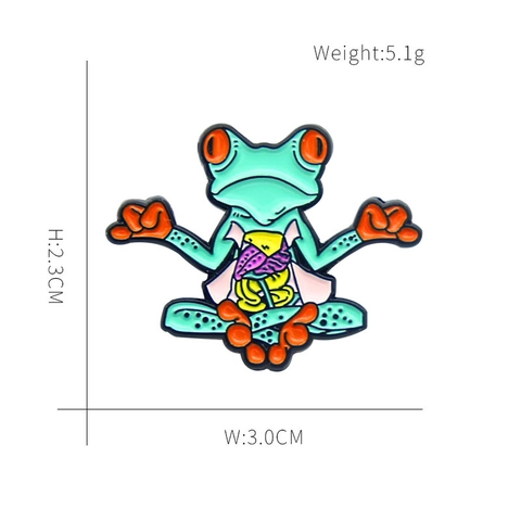 Broche Créative en Émail Grenouille Méditant Alliage de Zinc Anatomie Grenouille Rainette Yoga Pose Badge Animal