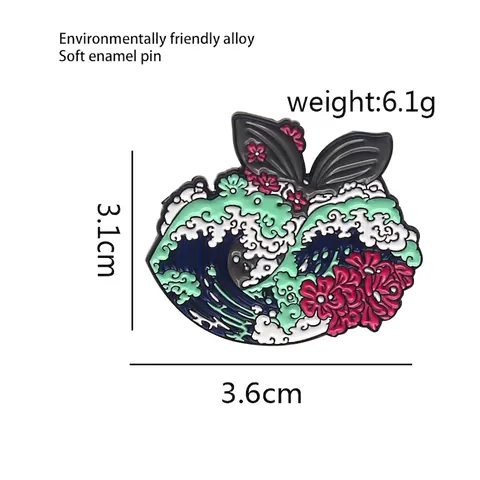 Creative Sea Wave Whale Enamel Brooch Alloy Cherry Blossom Painted Badge Cartoon Ocean Style lapel Pin For Women Men Jewelry