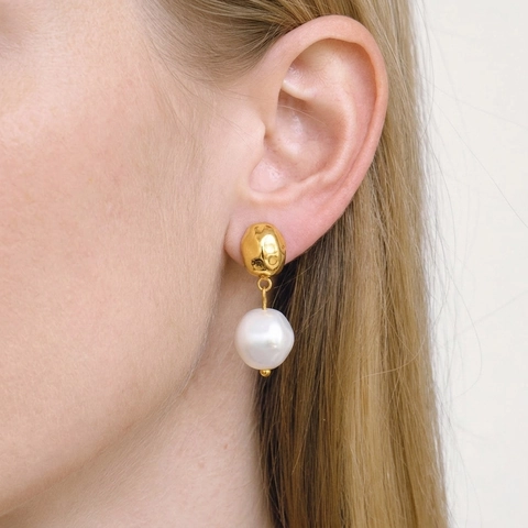 Vintage Minimalistische Kunstparel Hanger Oorbellen 304 Roestvrij Staal 18K Verguld Waterdicht Hypoallergeen Mode-Sieraden