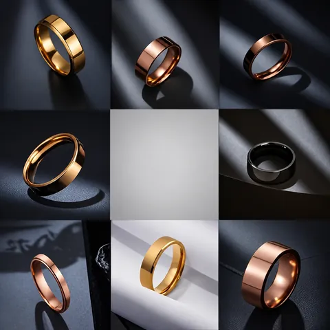 Minimalistischer Titanstahl Ring Für Herren Damen Hochglanzpoliertes Edelstahl Band Ring Gold Silber Schwarz Roségold Schmuck Geschenk