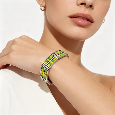 Bracciale Abaco Acciaio Inossidabile Placcato Oro 18K Doppia Fila Perline Pietra Naturale Creativo Retrò Trendy Unisex