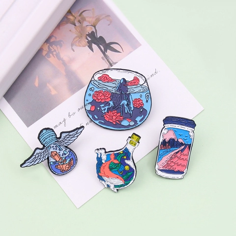 Kreative Emaille Pin Wal Glühbirne Berg Blume Legierung Abzeichen Brosche Für Denim Jacke Rucksack Zubehör Schmuck Geschenk