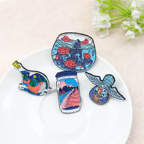 Kreative Emaille Pin Wal Glühbirne Berg Blume Legierung Abzeichen Brosche Für Denim Jacke Rucksack Zubehör Schmuck Geschenk